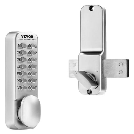 Mechanical Keyless Entry Door Lock, 14 Key Mechanical Door Lock, Mechanical Keypad Door Lock with Adjustable Thumb Knob, Single-Side Zinc Alloy Waterproof Keyless Gate Lock, for Home Office.