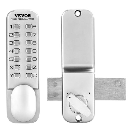 Mechanical Keyless Entry Door Lock, 14 Key Mechanical Door Lock, Mechanical Keypad Door Lock with Adjustable Thumb Knob, Single-Side Zinc Alloy Waterproof Keyless Gate Lock, for Home Office.