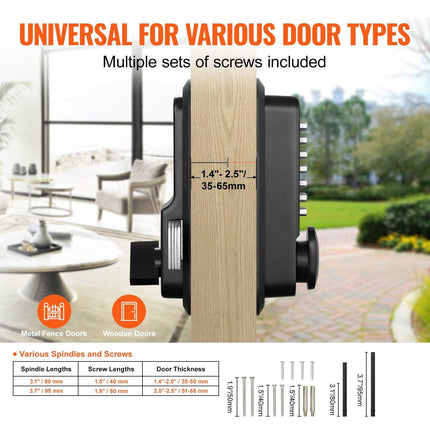 Mechanical Keyless Entry Door Lock, 14 Digit Keypad, Water-proof Zinc Alloy, Outdoor Gate Door Locks Set with Surface-mounted Latch, Keypad and Knob, Easy to Install, for Garden, Garage, Yard.