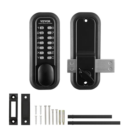Mechanical Keyless Entry Door Lock, 14 Digit Keypad, Water-proof Zinc Alloy, Outdoor Gate Door Locks Set with Surface-mounted Latch, Keypad and Knob, Easy to Install, for Garden, Garage, Yard.