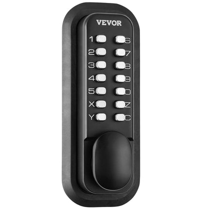 Mechanical Keyless Entry Door Lock, 14 Digit Keypad, Water-proof Zinc Alloy, Outdoor Gate Door Locks Set with Surface-mounted Latch, Keypad and Knob, Easy to Install, for Garden, Garage, Yard.