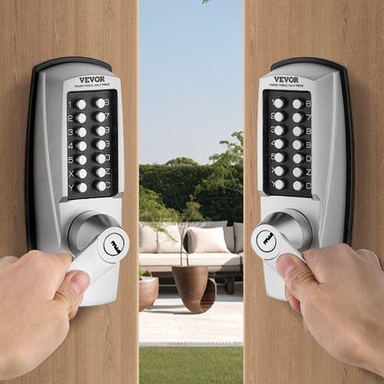 Mechanical Keyless Entry Door Lock, 14 Key Mechanical Door Lock with Keys, Mechanical Keypad Door Lock with Handle, Stainless Steel Waterproof Keyless Gate Lock, for Home Office Outdoor Garage.
