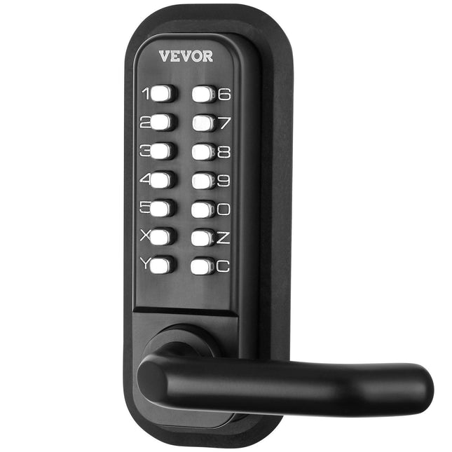 Mechanical Keyless Entry Door Lock, 14 Digit Keypad, Water-proof Zinc Alloy, Double-sided Embedded Outdoor Gate Door Locks Set with Keypad and Handle, Easy to Install, for Garden, Garage, Yard.