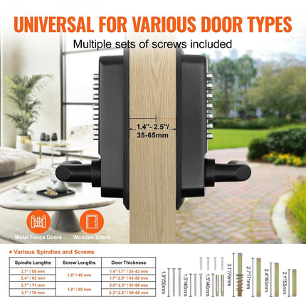 Mechanical Keyless Entry Door Lock, 14 Digit Keypad, Water-proof Zinc Alloy, Double-sided Embedded Outdoor Gate Door Locks Set with Keypad and Handle, Easy to Install, for Garden, Garage, Yard.