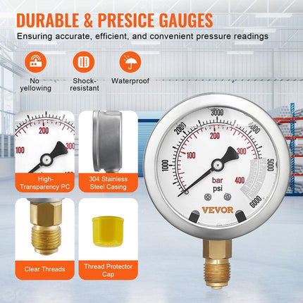Hydraulic Pressure Test Kit, 10/100/250/400/600bar, 5 Gauges 13 Couplings 14 Tee Connectors 5 Test Hoses, Excavator Hydraulic Test Gauge Set with Carrying Case for Excavator Tractors Machinery.