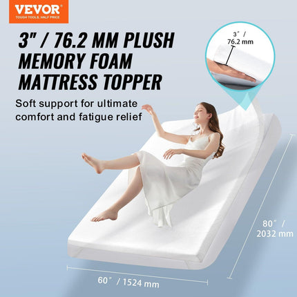 Mattress Topper Memory Foam Detachable & Washable Queen 76.2 mm Thickness.