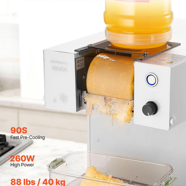 Snowflake Ice Machine, 40KG/24H Snowflake Ice Maker, Ice-Shaver Machine with Stainless Steel Blade, Electric Snow Cone Maker with 1.8L Tank, 90S Fast Pre-Cooling, for Home & Small Gatherings.