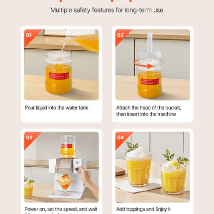 Snowflake Ice Machine, 40KG/24H Snowflake Ice Maker, Ice-Shaver Machine with Stainless Steel Blade, Electric Snow Cone Maker with 1.8L Tank, 90S Fast Pre-Cooling, for Home & Small Gatherings.