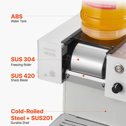 Snowflake Ice Machine, 40KG/24H Snowflake Ice Maker, Ice-Shaver Machine with Stainless Steel Blade, Electric Snow Cone Maker with 1.8L Tank, 90S Fast Pre-Cooling, for Home & Small Gatherings.