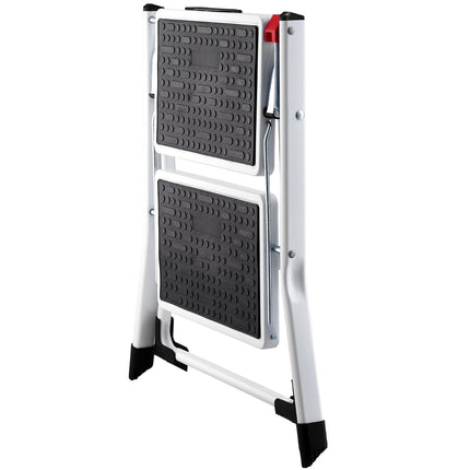 Step Ladder 2-Step 150kg Capacity, Ergonomic Folding Steel Step Stool with Wide Anti-Slip Pedal, Sturdy Step Stool for Adults Toddlers, Multi-Use for Household, Kitchen, Office, RVs.