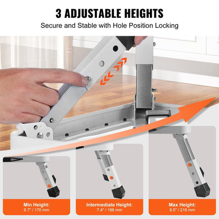 Step Stool 1-Step 150KG Capacity, Folding Steel Step Ladder 3 Adjustable Height, Portable Toddler Step Stools for Adults, Non-Slip Sturdy Step Ladders for Office, RVs, Pets, Bathrooms,Bedrooms.