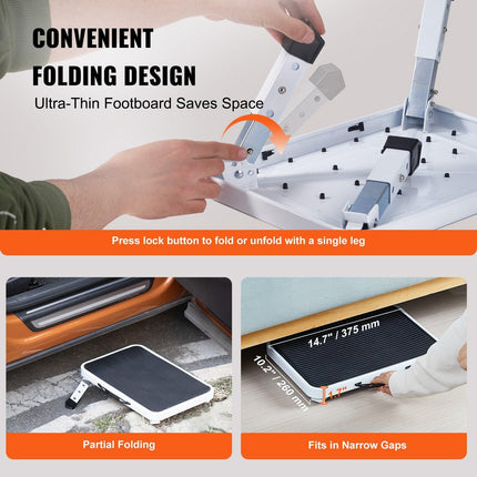 Step Stool 1-Step 150KG Capacity, Folding Steel Step Ladder 3 Adjustable Height, Portable Toddler Step Stools for Adults, Non-Slip Sturdy Step Ladders for Office, RVs, Pets, Bathrooms,Bedrooms.