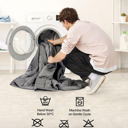 Weighted Blanket, 11 kg, 2235 x 2640 mm King Size, Cooling Breathable Heavy Blanket with Glass Beads, All-Season Use, Suitable for 113-140 kg Adults, Anxiety Stress Relief, Improve Sleep, Grey.