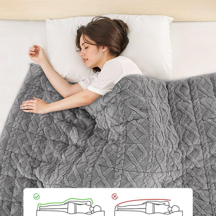VEVOR Weighted Blanket, 9 kg, 1524 x 2032 mm Queen Size, Sherpa Fleece Heavy Blanket with Glass Beads, Soft Warm Cozy Fluffy Touch, for 90-113 kg Adults, Anxiety Stress Relief, Improve Sleep, Grey.