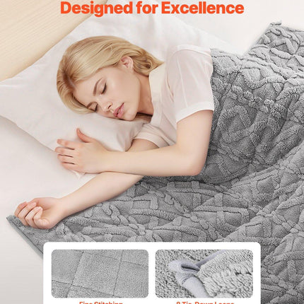 VEVOR Weighted Blanket, 9 kg, 1524 x 2032 mm Queen Size, Sherpa Fleece Heavy Blanket with Glass Beads, Soft Warm Cozy Fluffy Touch, for 90-113 kg Adults, Anxiety Stress Relief, Improve Sleep, Grey.