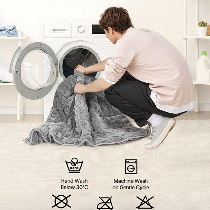 VEVOR Weighted Blanket, 9 kg, 1524 x 2032 mm Queen Size, Sherpa Fleece Heavy Blanket with Glass Beads, Soft Warm Cozy Fluffy Touch, for 90-113 kg Adults, Anxiety Stress Relief, Improve Sleep, Grey.