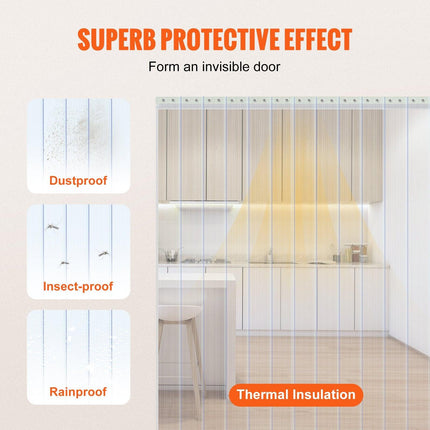Strip Curtain, 2286 cm L x 20 cm W x 2 mm Thickness, Clear Ribbed PVC Curtain Strip Door Bulk Roll, Plastic Door Strips for Doorways of Supermarket, Garage, Warehouse, Barn, Pet Animal House.