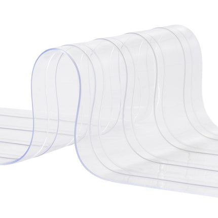 Strip Curtain, 2286 cm L x 20 cm W x 2 mm Thickness, Clear Ribbed PVC Curtain Strip Door Bulk Roll, Plastic Door Strips for Doorways of Supermarket, Garage, Warehouse, Barn, Pet Animal House.