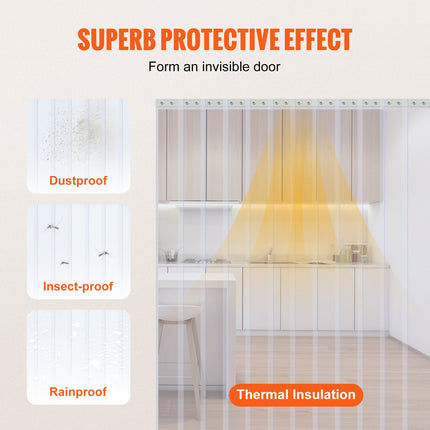 Strip Curtain, 75' Length x 8" Width x 0.08" Thickness, Clear PVC Smooth Curtain Strip Door Bulk Roll, Plastic Door Strips for Doorways of Supermarket, Garage, Warehouse, Barn, Pet Animal House.