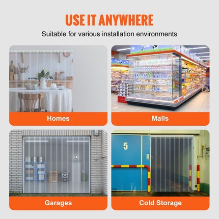 Strip Curtain, 75' Length x 8" Width x 0.08" Thickness, Clear PVC Smooth Curtain Strip Door Bulk Roll, Plastic Door Strips for Doorways of Supermarket, Garage, Warehouse, Barn, Pet Animal House.