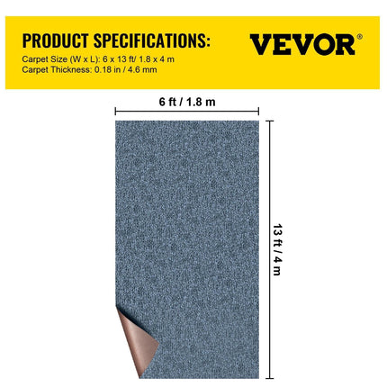 Marine Carpet 6x13ft Boat Area Rug Roll Cutpile In/Outdoor Patio Deck Gray, 1.8x4m.
