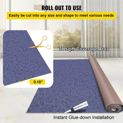 Indoor Outdoor Rug Carpet Blue 6x13ft Area Rugs Runner for Patio Deck,1.8x4m.