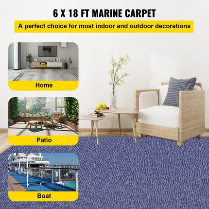 Indoor Outdoor Rug Carpet Blue 6x18ft Area Rugs Runner for Patio Deck, 1.8*5.5m.
