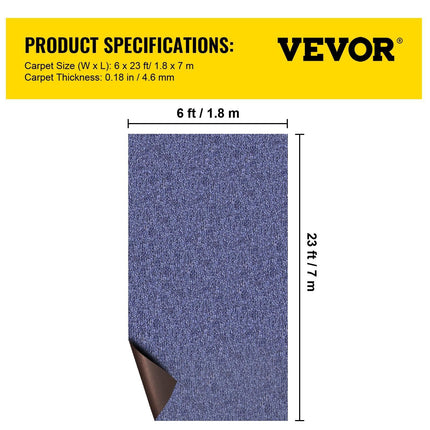 Indoor Outdoor Rug Carpet Blue 6x23ft Area Rugs Runner for Patio Deck, 1.8x7m.