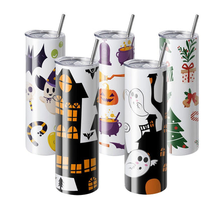 8 Pack Straight Sublimation Tumblers, 30 oz Blank Tumbler Bulk, Stainless Steel Double Wall Tumbler Cups with Straw, Lid, Brush, Base, Shrink Wrap, Gift Box, for Heat Press and Heat Transfer.
