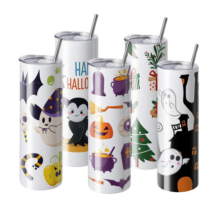 8 Pack Straight Sublimation Tumblers, 30 oz Blank Tumbler Bulk, Stainless Steel Double Wall Tumbler Cups with Straw, Lid, Brush, Base, Shrink Wrap, Gift Box, for Heat Press and Heat Transfer.