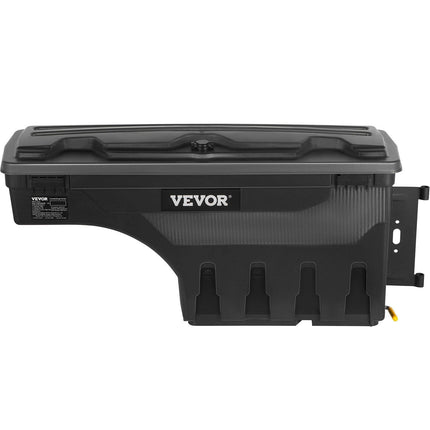 Truck Bed Storage Box, Lockable Swing Case with Password Padlock, 6.6 Gal/25 L ABS Wheel Well Tool Box, Waterproof and Durable, Compatible with Ford F-150 2015-2021, Passenger Side.