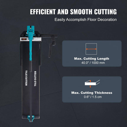 Manual Tile Cutter, 1000mm, Porcelain Ceramic Tile Cutter with Tungsten Carbide Cutting Wheel, Infrared Positioning, Anti-Skid Feet, Durable Rails for professional installers or beginners.
