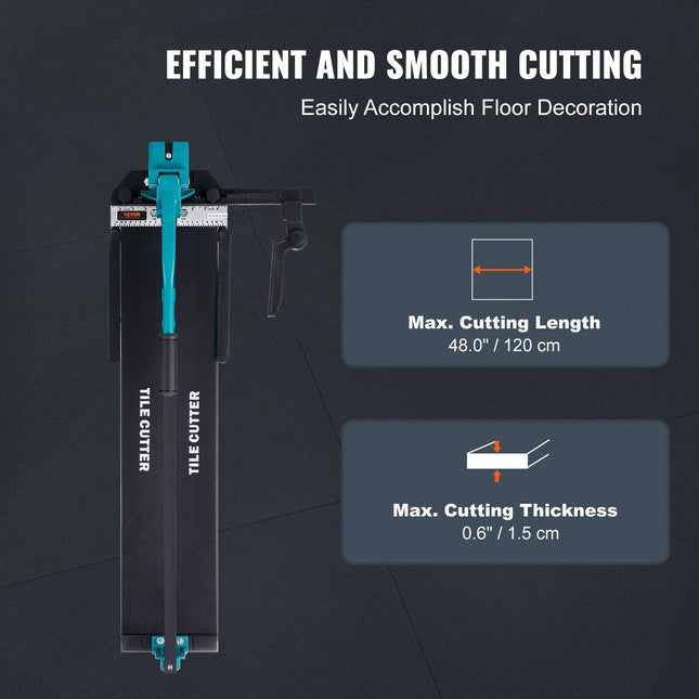Manual Tile Cutter, 1200mm, Porcelain Ceramic Tile Cutter with Tungsten Carbide Cutting Wheel, Infrared Positioning, Anti-Skid Feet, Durable Rails for professional installers or beginners.