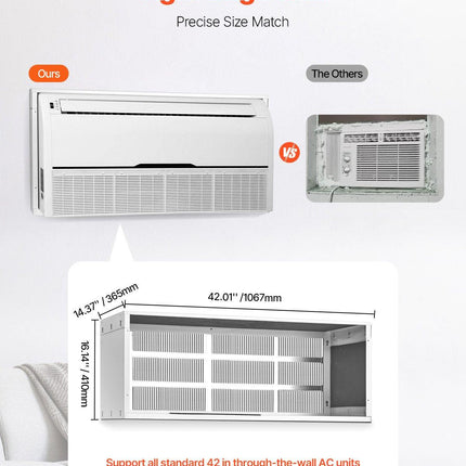 Air Conditioner Wall Sleeve 42 in with Exterior Grille Wall AC Sleeve.