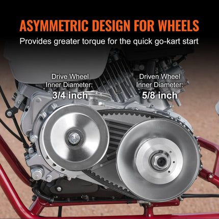 Drive Clutch, 2-8HP Engine, 2000 RPM High-Strength Drive Clutch with Asymmetric Designed Wheels & Robust Rubber Belt, Sturdy & Durable Clutch with Full Accessories, Fit for Various Engines.