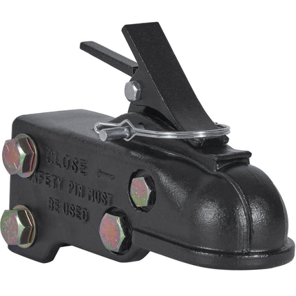 Adjustable Trailer Coupler, 2-5/16" Hitch Ball, 15000 lbs Capacity, Heavy Duty Cast Channel-Mount Coupler with Hardware Kit, Ideal for Towing Station Wagons, Pickup Trucks, SUVs, Black Coating.