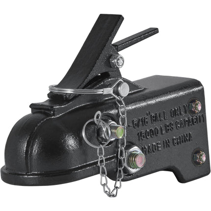 Adjustable Trailer Coupler, 2-5/16" Hitch Ball, 15000 lbs Capacity, Heavy Duty Cast Channel-Mount Coupler with Hardware Kit, Ideal for Towing Station Wagons, Pickup Trucks, SUVs, Black Coating.