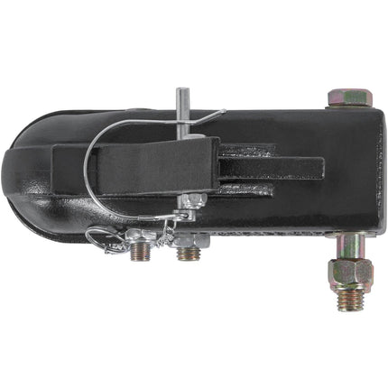 Adjustable Trailer Coupler, 2-5/16" Hitch Ball, 15000 lbs Capacity, Heavy Duty Cast Channel-Mount Coupler with Hardware Kit, Ideal for Towing Station Wagons, Pickup Trucks, SUVs, Black Coating.