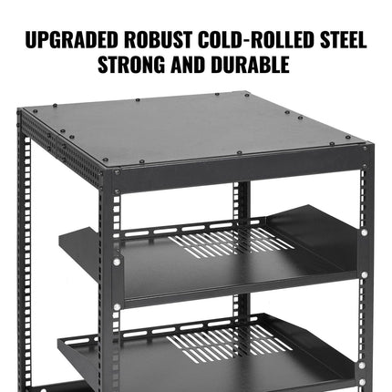 12U Open Frame Server Rack, 15''-40'' Adjustable Depth, Free Standing or Wall Mount Network Server Rack, 4 Post AV Rack with Casters, Holds All Your Networking IT Equipment AV Gear Router Modem.