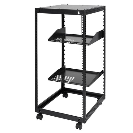 20U Open Frame Server Rack, 15''-40'' Adjustable Depth, Free Standing or Wall Mount Network Server Rack, 4 Post AV Rack with Casters, Holds All Your Networking IT Equipment AV Gear Router Modem.
