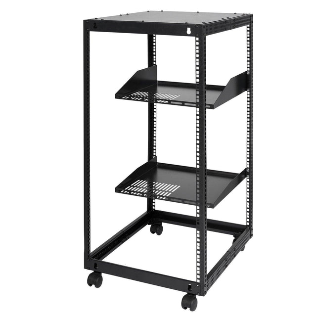20U Open Frame Server Rack, 15''-40'' Adjustable Depth, Free Standing or Wall Mount Network Server Rack, 4 Post AV Rack with Casters, Holds All Your Networking IT Equipment AV Gear Router Modem.