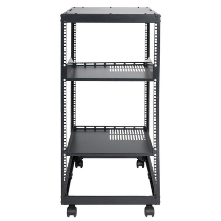 20U Open Frame Server Rack, 15''-40'' Adjustable Depth, Free Standing or Wall Mount Network Server Rack, 4 Post AV Rack with Casters, Holds All Your Networking IT Equipment AV Gear Router Modem.
