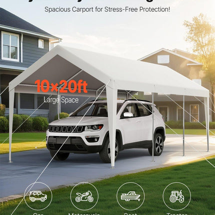 Carport Car Canopy 10 x 20 FT Heavy Duty Portable Car Shelter Tent White.