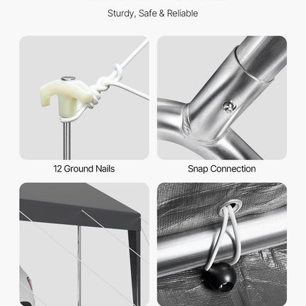 Carport Car Canopy 10 x 20 FT Heavy Duty Portable Car Shelter Tent Grey.