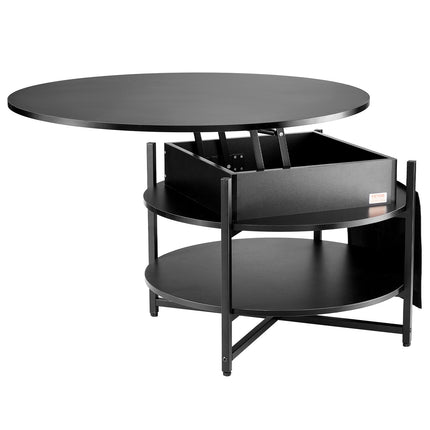 Lift Top Coffee Table 35.3" Round Coffee Table for Living Room Black.