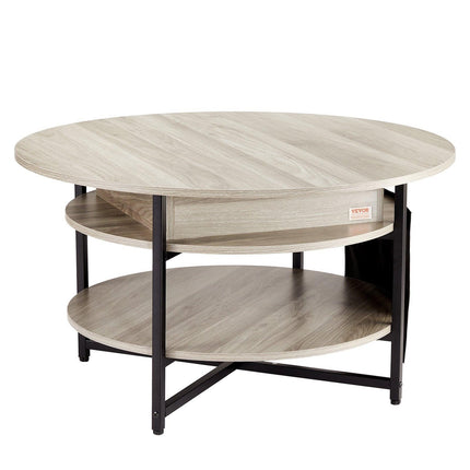 Lift Top Coffee Table 35.3" Round Coffee Table for Living Room White.
