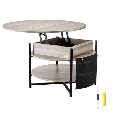 Lift Top Coffee Table 35.3" Round Coffee Table for Living Room White.