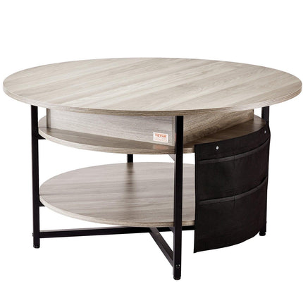Lift Top Coffee Table 35.3" Round Coffee Table for Living Room White.