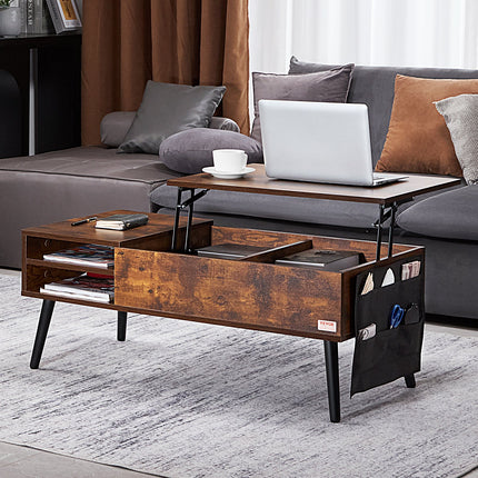Lift Top Coffee Table 39.4 in Rectangle Coffee Table for Living Room Brown.