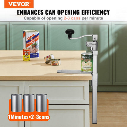 Commercial Can Opener, Heavy-Duty Manual Tabletop Cans Opener for Cans Up to 300 mm Height, Height-Adjustable Professional Can Openers with Stainless Steel Blade, for Restaurant & Food Store.